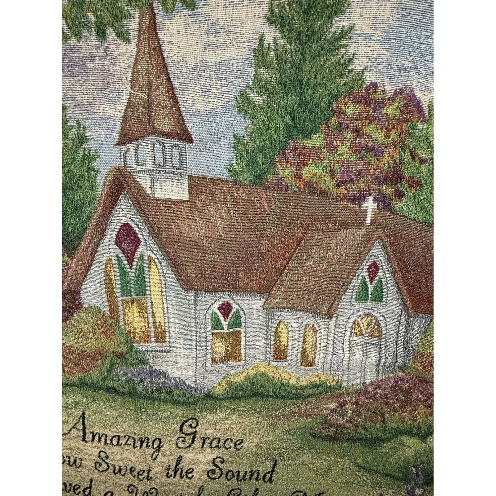 Manual Woodworkers Weavers Amazing Grace Tapestry Throw Blanket 50x60 Cotton USA